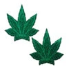 Pastease Indica Pot Leaf Nipple Pasties - Green Glitter