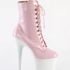 Pleaser USA Flamingo-1020 8inch Pleaser Boots - Patent Baby Pink/White
