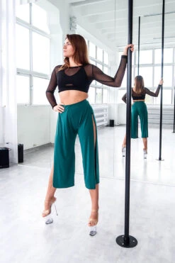 REV ACTIV Sensual Flow Pants (with Leg Slit) - Malachite 10 REV ACTIV Sensual Flow Pants (with Leg Slit) - Malachite -Pole Wear Shop spodniesensualmalachiteprzod